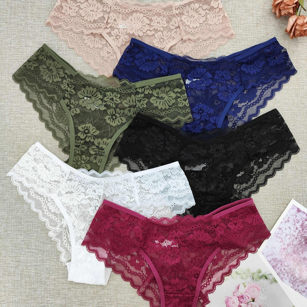Panty de Encaje Floral con Ribete Festoneado Luxeira