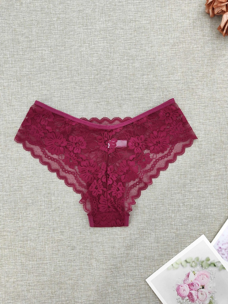 Panty de Encaje Floral con Ribete Festoneado Luxeira
