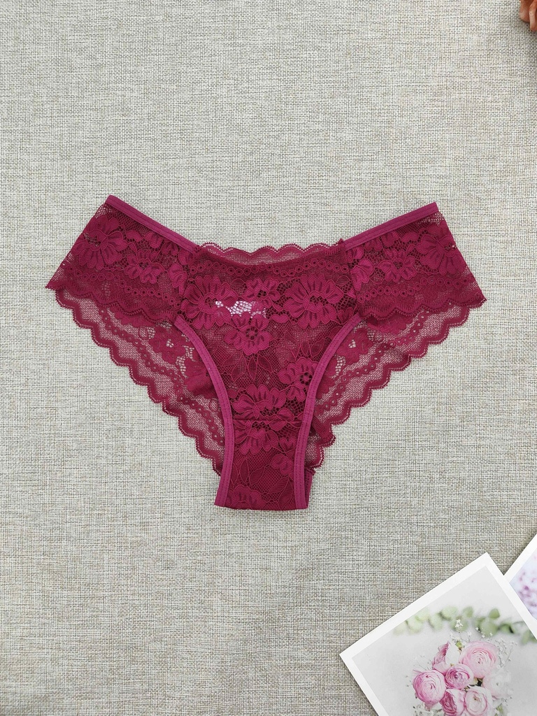 Panty de Encaje Floral con Ribete Festoneado Luxeira