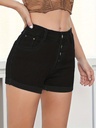 Short de Mezclilla con Bolsillos Oblicuos y Diseño de Corte Alto Luxeira