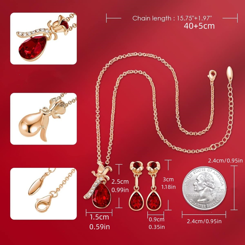 Set de 3 Piezas de Joyería: Collar y Pendientes con Colgante de Flor Rosa y Gota de Agua