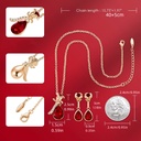 Set de 3 Piezas de Joyería: Collar y Pendientes con Colgante de Flor Rosa y Gota de Agua