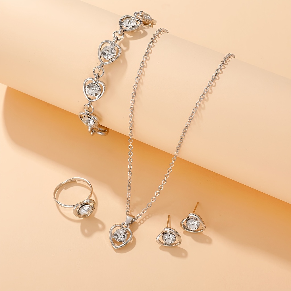 Set de 5 Piezas de Joyería: Collar, Pendientes, Pulsera y Anillo con Mosaico de Vidrio
