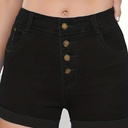 Short de Mezclilla con Bolsillos Oblicuos y Diseño de Corte Alto Luxeira