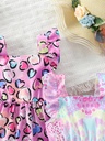 Vestido con Volantes y Estampado de Corazones Luxeira