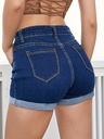 Short de Mezclilla con Bolsillos Oblicuos y Diseño de Corte Alto Luxeira