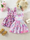 Vestido con Volantes y Estampado de Corazones Luxeira