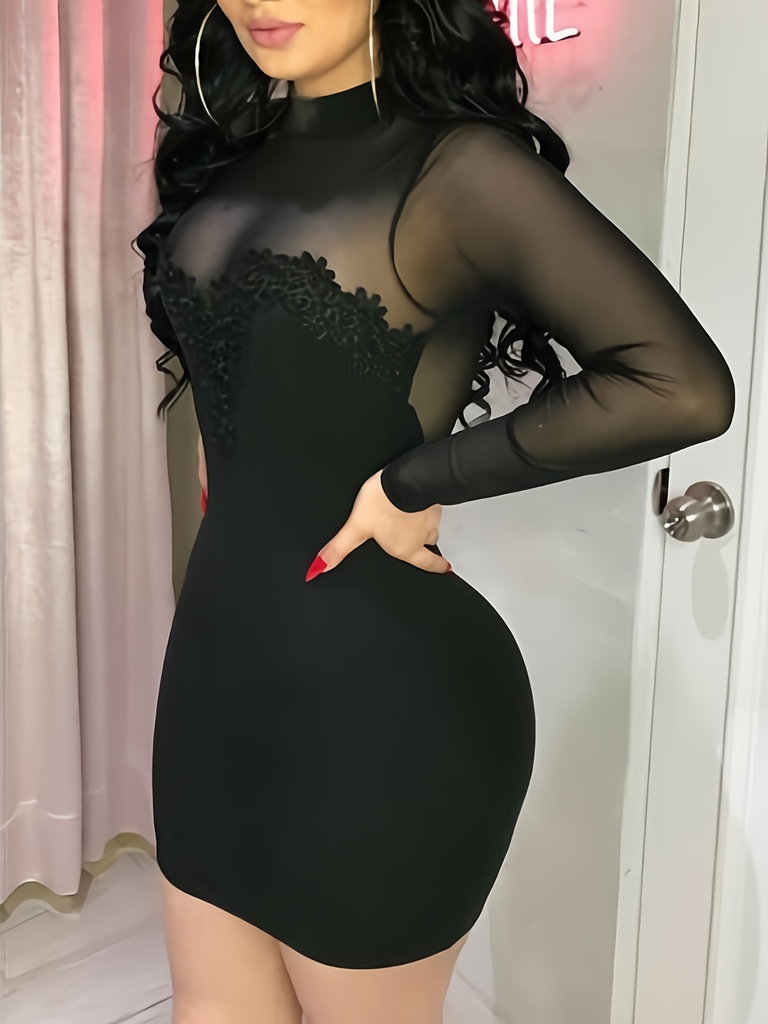Vestido de Malla y Mangas Largas Luxeira