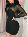 Vestido de Malla y Mangas Largas Luxeira