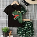 Conjunto de Camiseta y Short con Estampado de Dinosaurios Luxeira