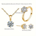 Set de Pendientes, Anillo y Collar con Piedras Preciosas Brillantes