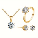Set de Pendientes, Anillo y Collar con Piedras Preciosas Brillantes