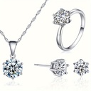 Set de Pendientes, Anillo y Collar con Piedras Preciosas Brillantes