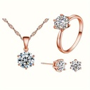 Set de Pendientes, Anillo y Collar con Piedras Preciosas Brillantes