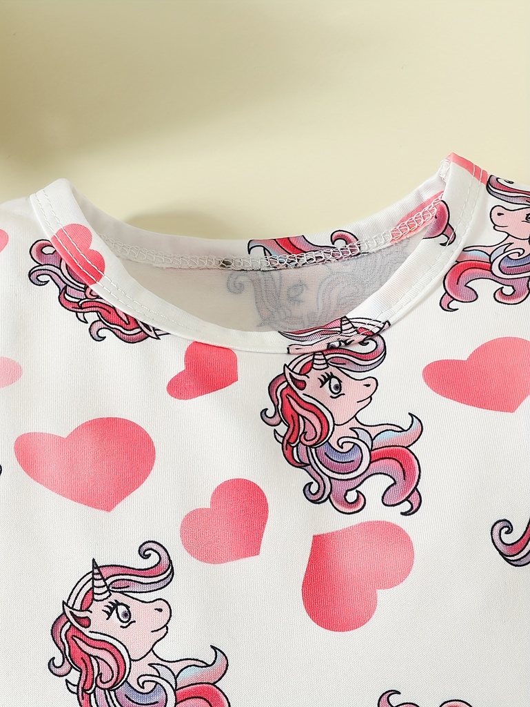 Vestido Sin Mangas con Estampado de Unicornio y Corazones Luxeira
