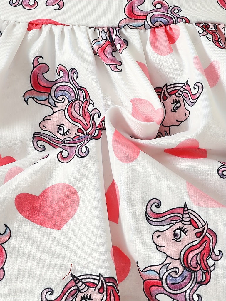 Vestido Sin Mangas con Estampado de Unicornio y Corazones Luxeira