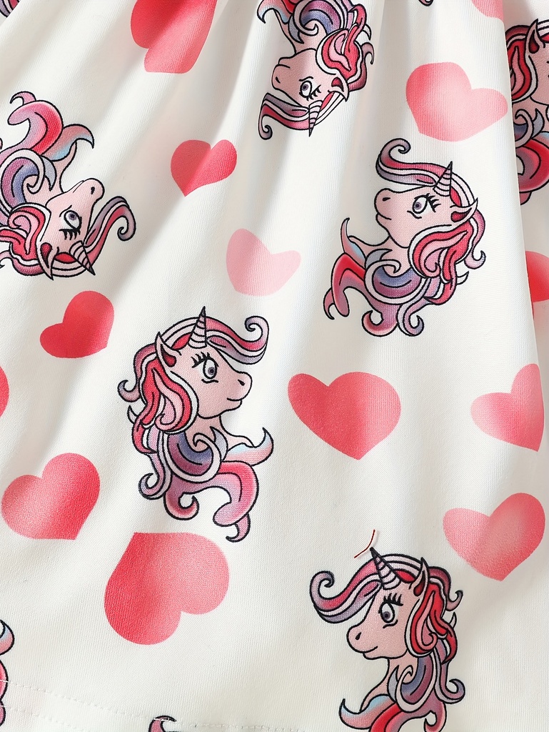 Vestido Sin Mangas con Estampado de Unicornio y Corazones Luxeira