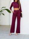 Conjunto de Dos Piezas: Top de Manga Corta y Pantalones Largos Luxeira