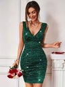 Vestido de Cóctel Brillante con Cuello en V Luxeira