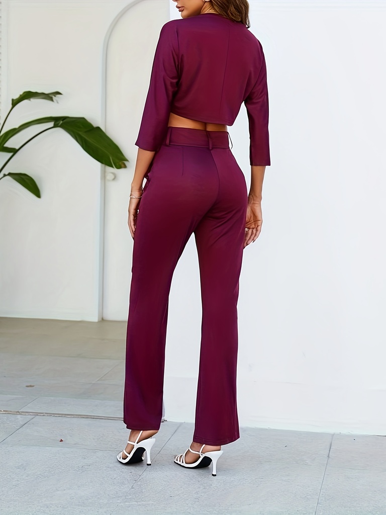 Conjunto de Dos Piezas: Top de Manga Corta y Pantalones Largos Luxeira