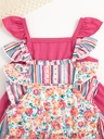 Vestido de Manga Corta con Estampado de Rayas Luxeira