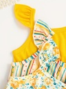 Vestido de Manga Corta con Estampado de Rayas Luxeira