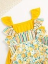 Vestido de Manga Corta con Estampado de Rayas Luxeira
