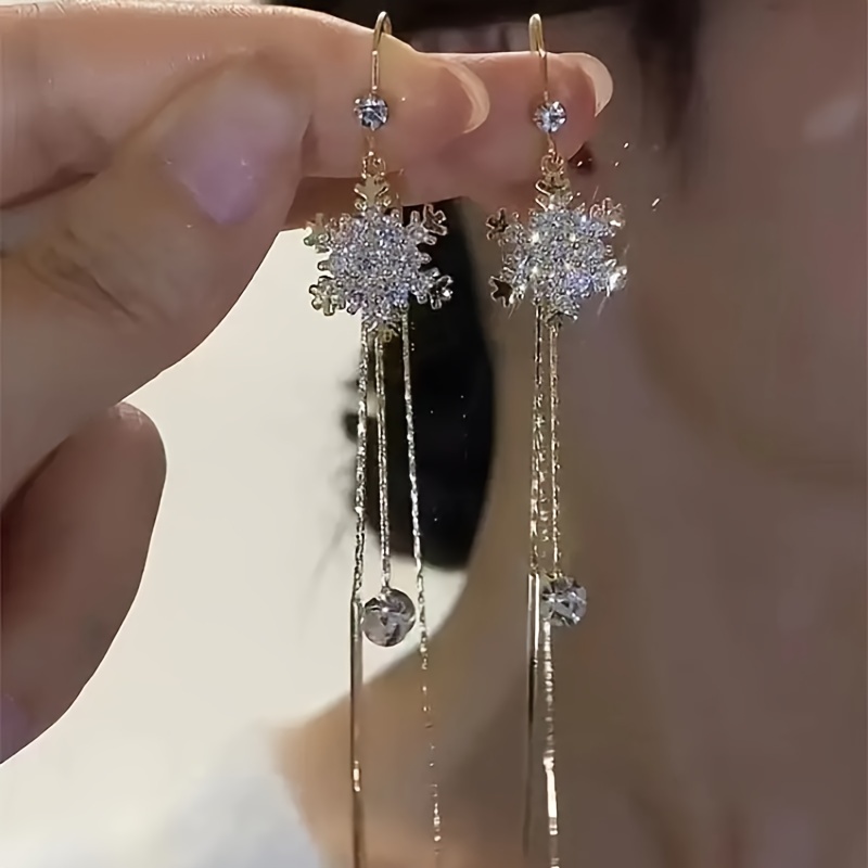 Pendientes Colgantes con Diseño de Copos de Nieve