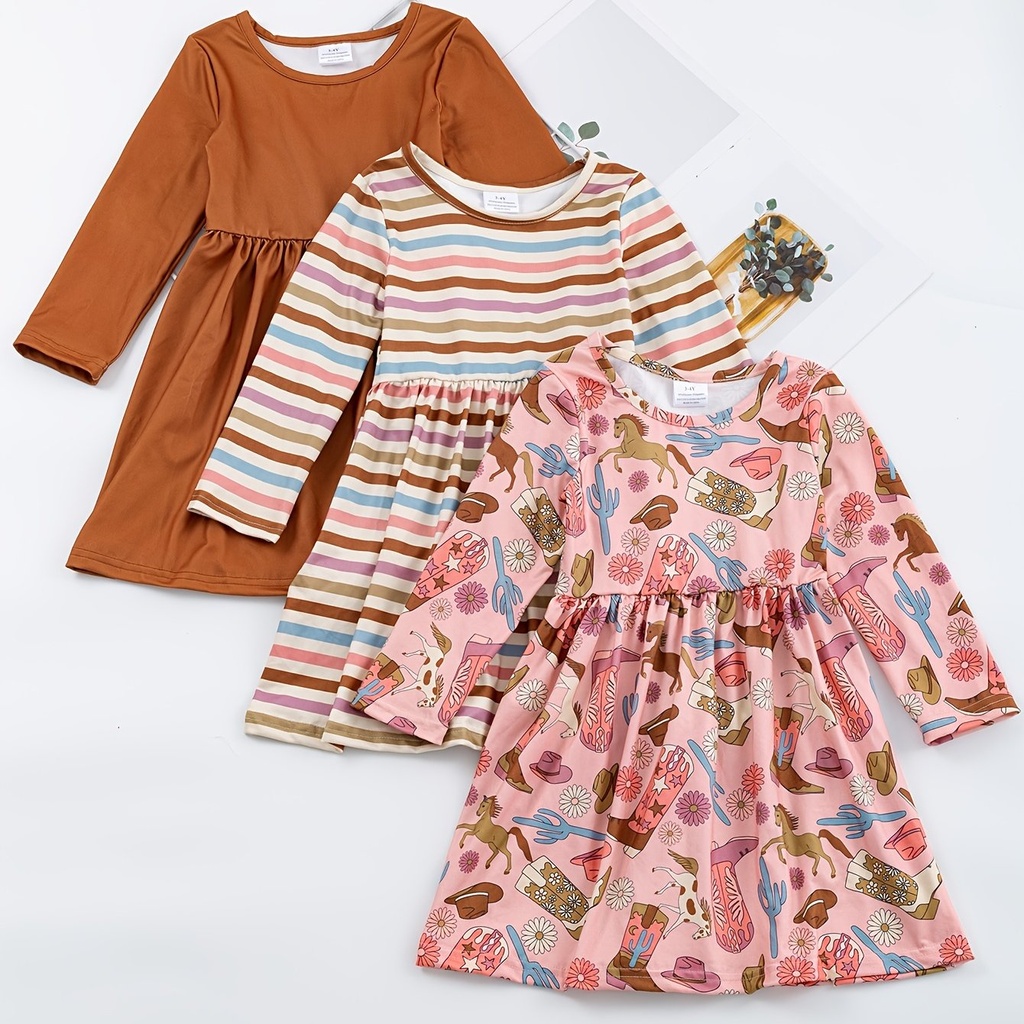 Vestido de Princesa  con Estampado de Rayas Luxeira