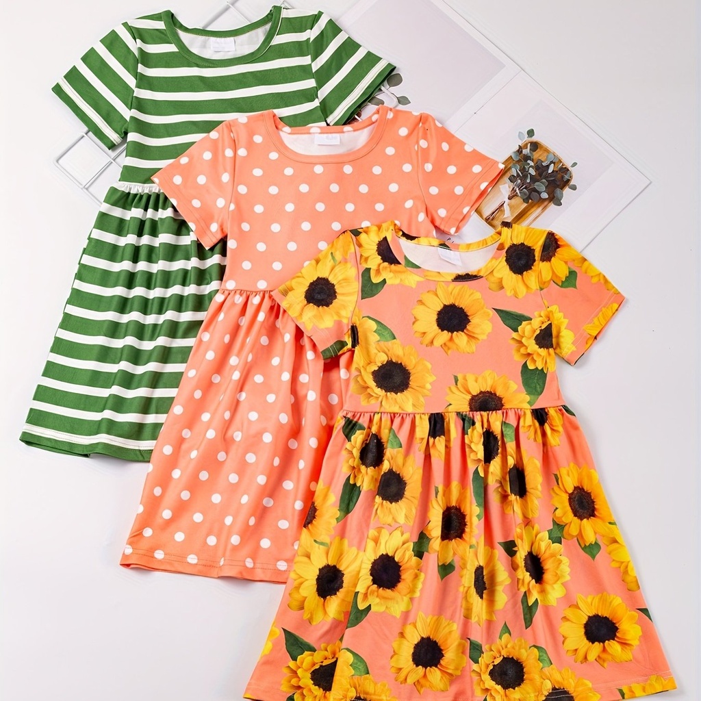 Vestido de Princesa  con Estampado de Rayas Luxeira