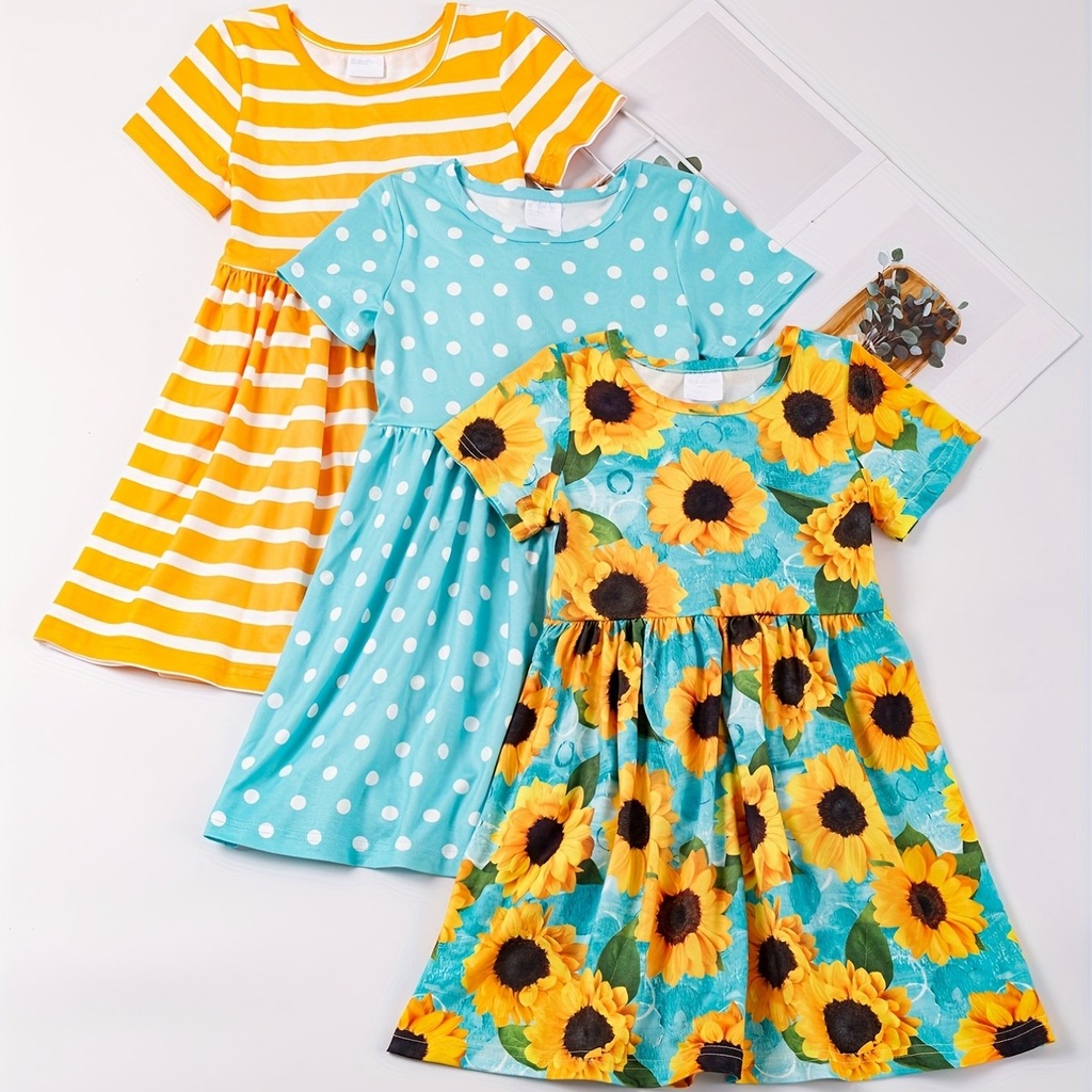Vestido de Princesa  con Estampado de Rayas Luxeira