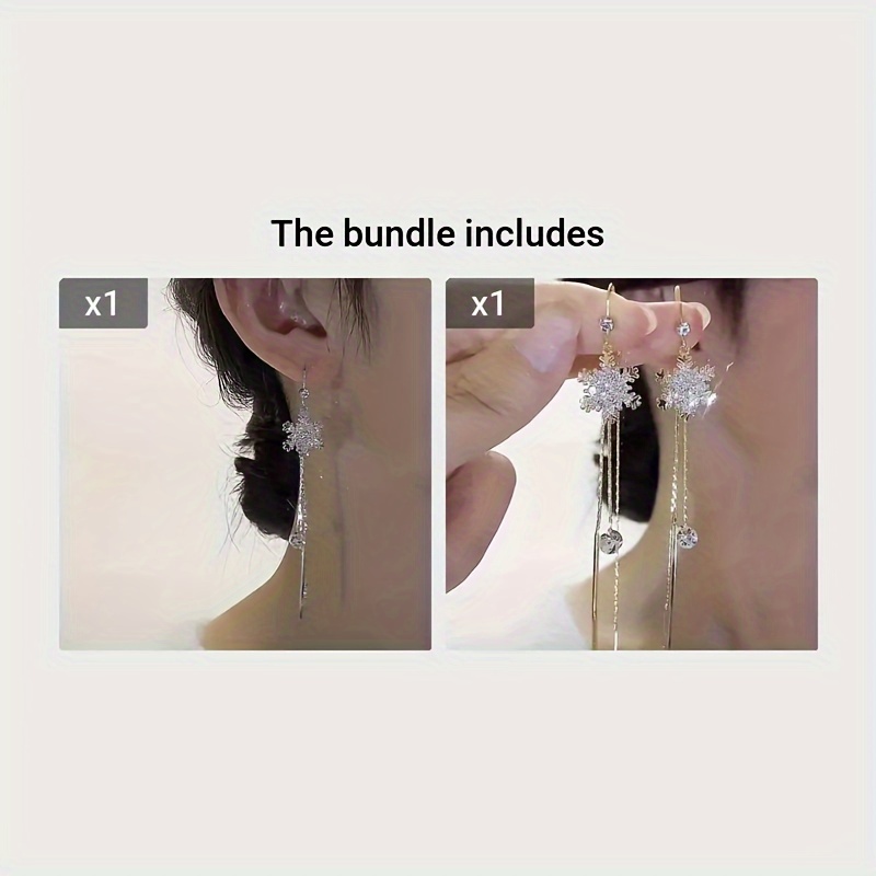 Pendientes Colgantes con Diseño de Copos de Nieve