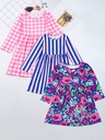 Vestido de Princesa  con Estampado de Rayas Luxeira