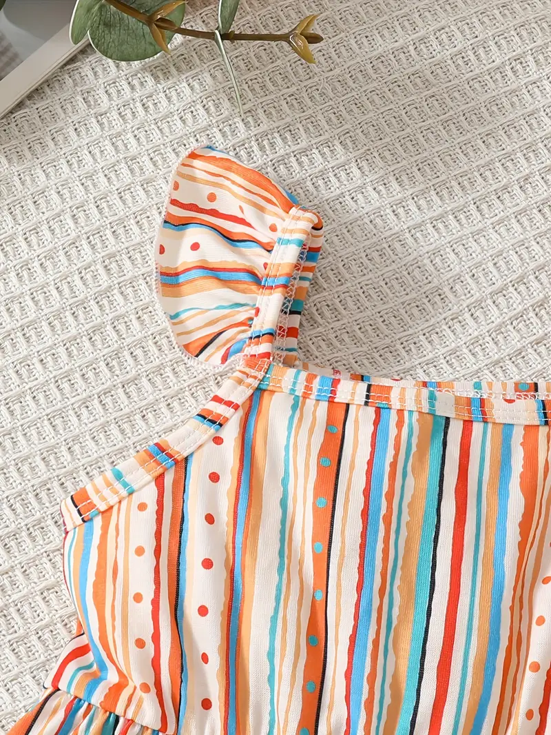 Vestidos de Manga Corta con Estampado de Rayas Luxeira