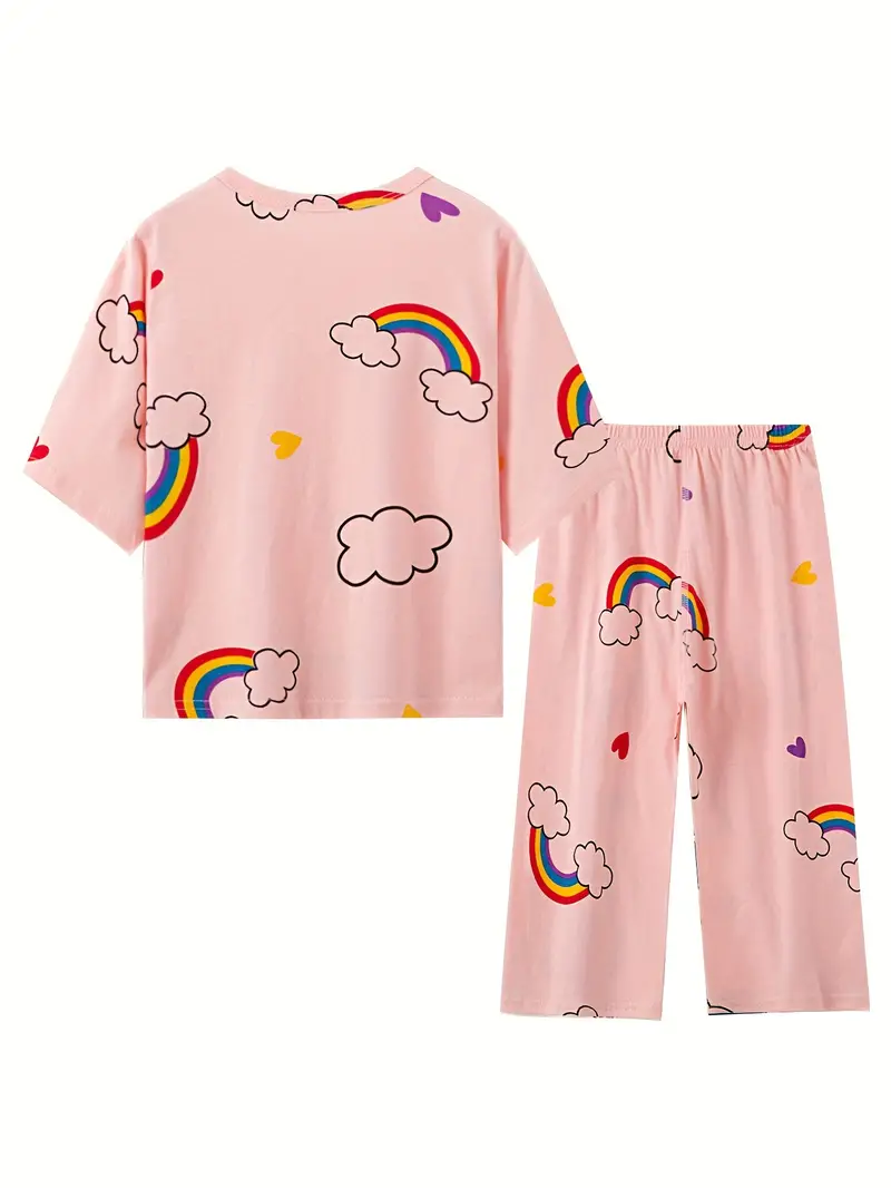 Conjunto: Camiseta + Short con Estampados de Arcoíris Luxeira