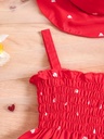 Vestido Sin Mangas Estilo Retro con Estampado de Corazones y Sombrero Luxeira