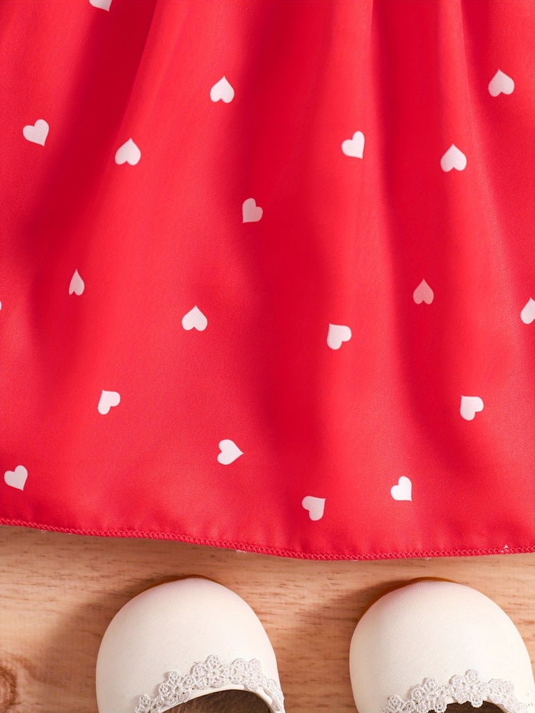 Vestido Sin Mangas Estilo Retro con Estampado de Corazones y Sombrero Luxeira
