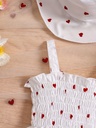 Vestido Sin Mangas Estilo Retro con Estampado de Corazones y Sombrero Luxeira