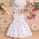 Vestido Sin Mangas Estilo Retro con Estampado de Corazones y Sombrero Luxeira