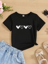 Camiseta con Cuello Redondo y Estampado de Corazones Luxeira
