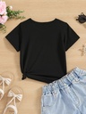 Camiseta con Cuello Redondo y Estampado de Corazones Luxeira