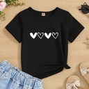Camiseta con Cuello Redondo y Estampado de Corazones Luxeira