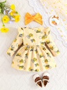 Vestido con Volantes y Estampado de Abeja + Diadema Luxeira