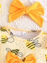 Vestido con Volantes y Estampado de Abeja + Diadema Luxeira