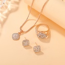 Set de 4 Piezas de Joyería: Collar, Pendientes y Anillo con Artesanía de Aleación