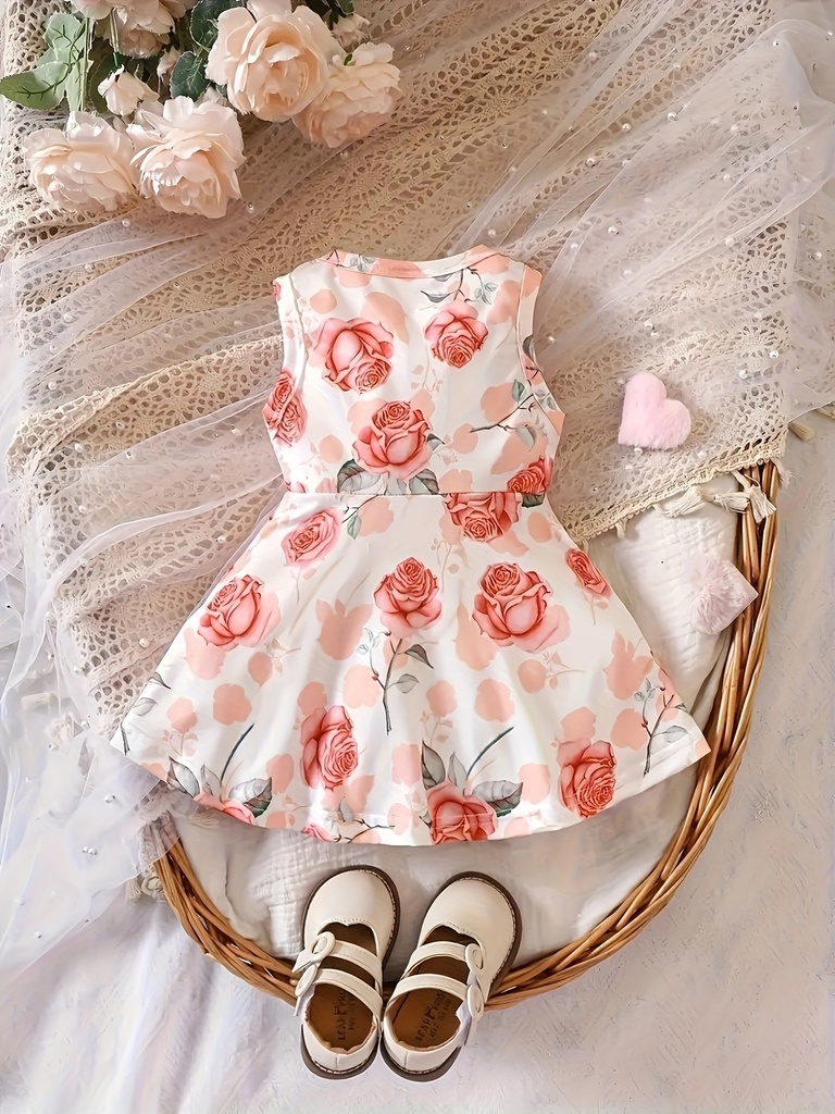 Vestido Casual con Estampado de Rosas Luxeira