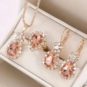 Set de 4 Piezas con Diamantes de Imitación: Collar, Pendientes y Anillo