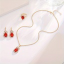 Set de 4 Piezas con Diamantes de Imitación: Collar, Pendientes y Anillo