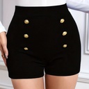 Short de Cintura Alta con Doble Botonadura Luxeira