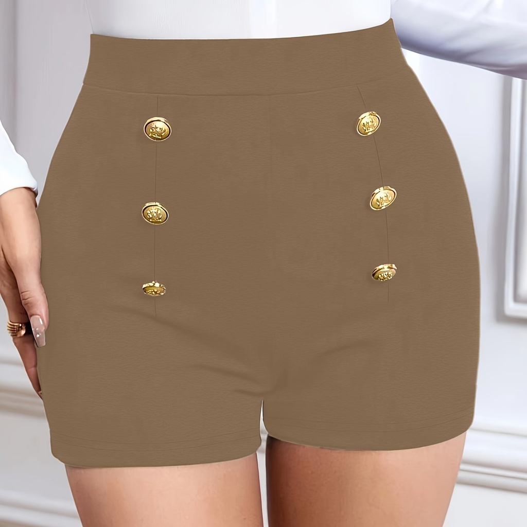 Short de Cintura Alta con Doble Botonadura Luxeira